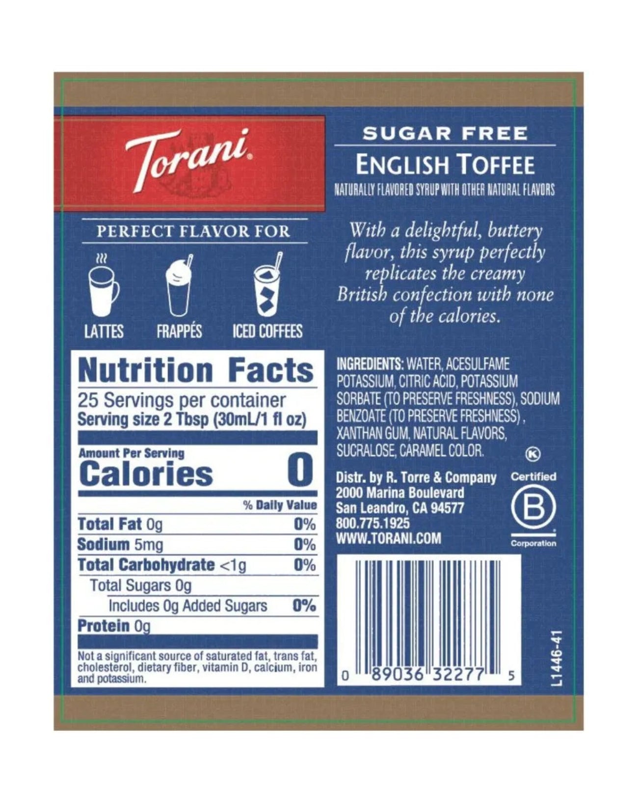Torani sukkerfri english toffee